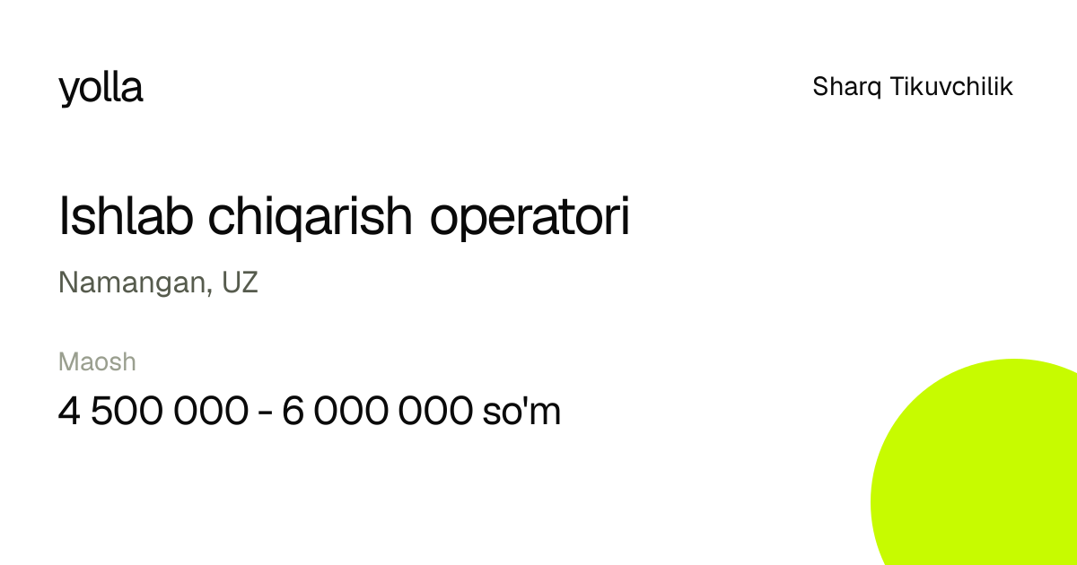 Ishlab chiqarish operatori